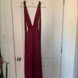 Samara Satin Maxi Dress in Merlot.